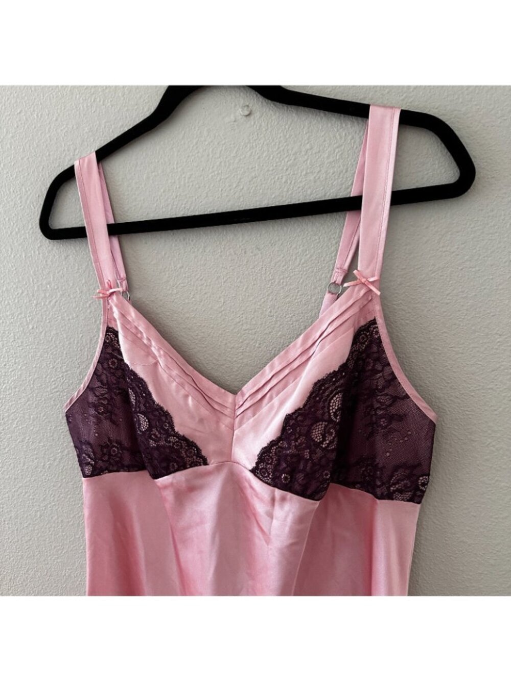 Jones New York Pink Purple Long Satin Slip Dress Nightgown LARGE Whimsy Fairy - Picture 2 of 6